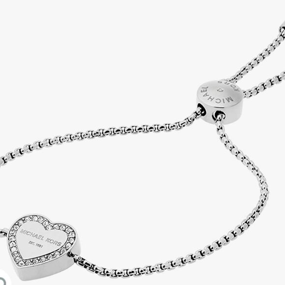 Michael Kors Stainless Steel Silver- Tone Slider Bracelet w/Crystal Accents - Picture 3 of 12